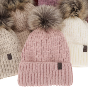 Woman's winter hat grey Gaba with pompom