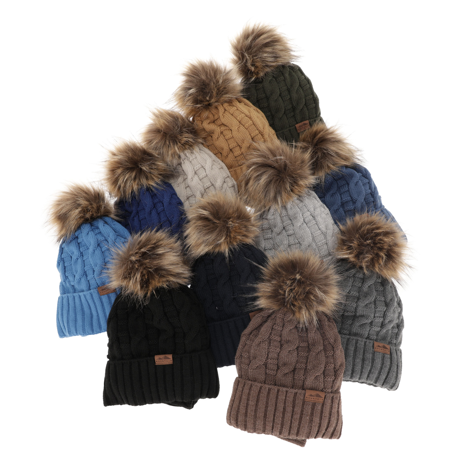 Boy's winter set: hat and tube scarf khaki with pompom Cent