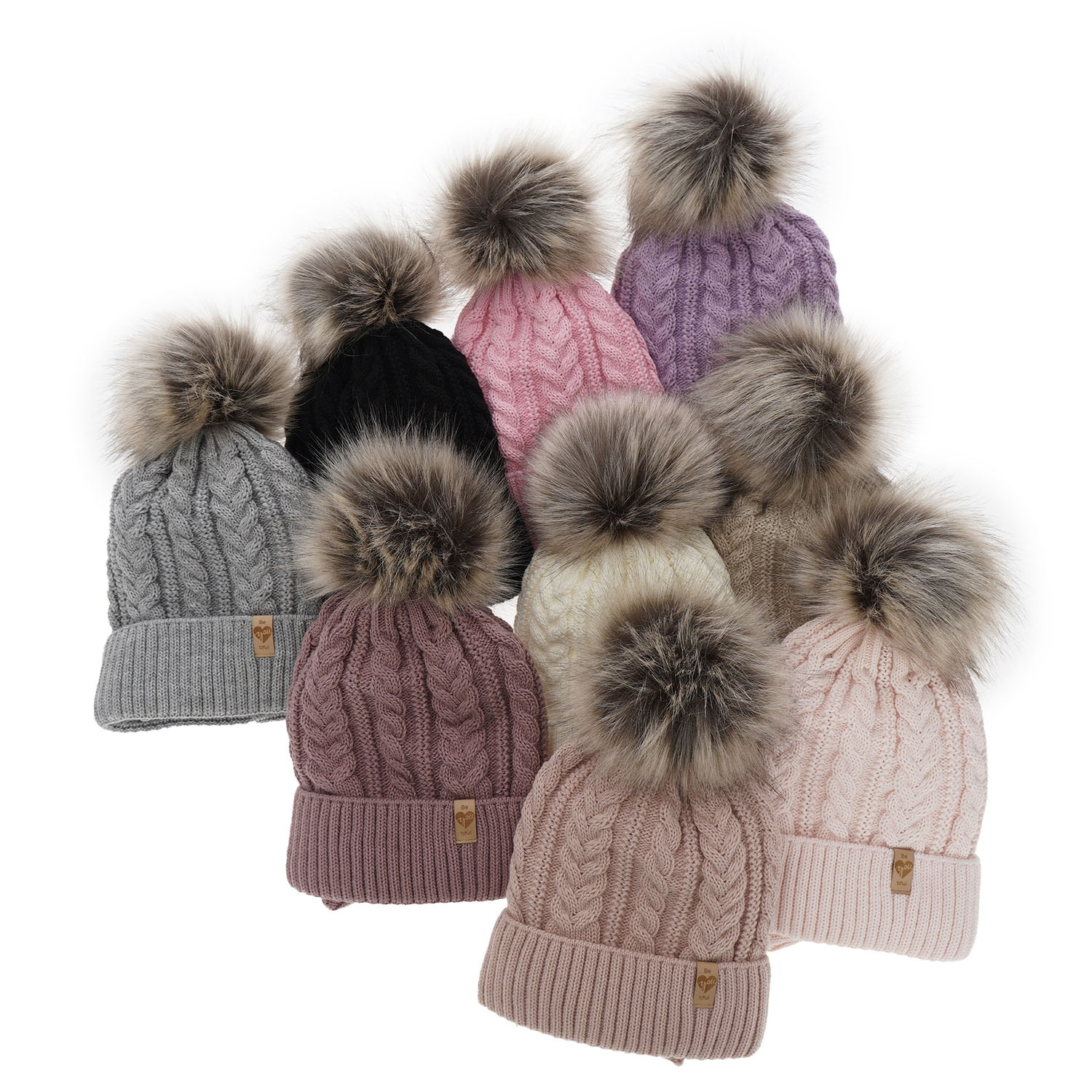 Girl's winter set: hat and tube scarf pink Yoshi with pompom