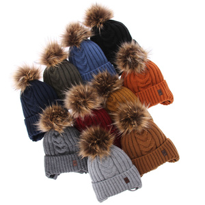 Boy's winter set: hat and tube scarf orange Kongo with pompom