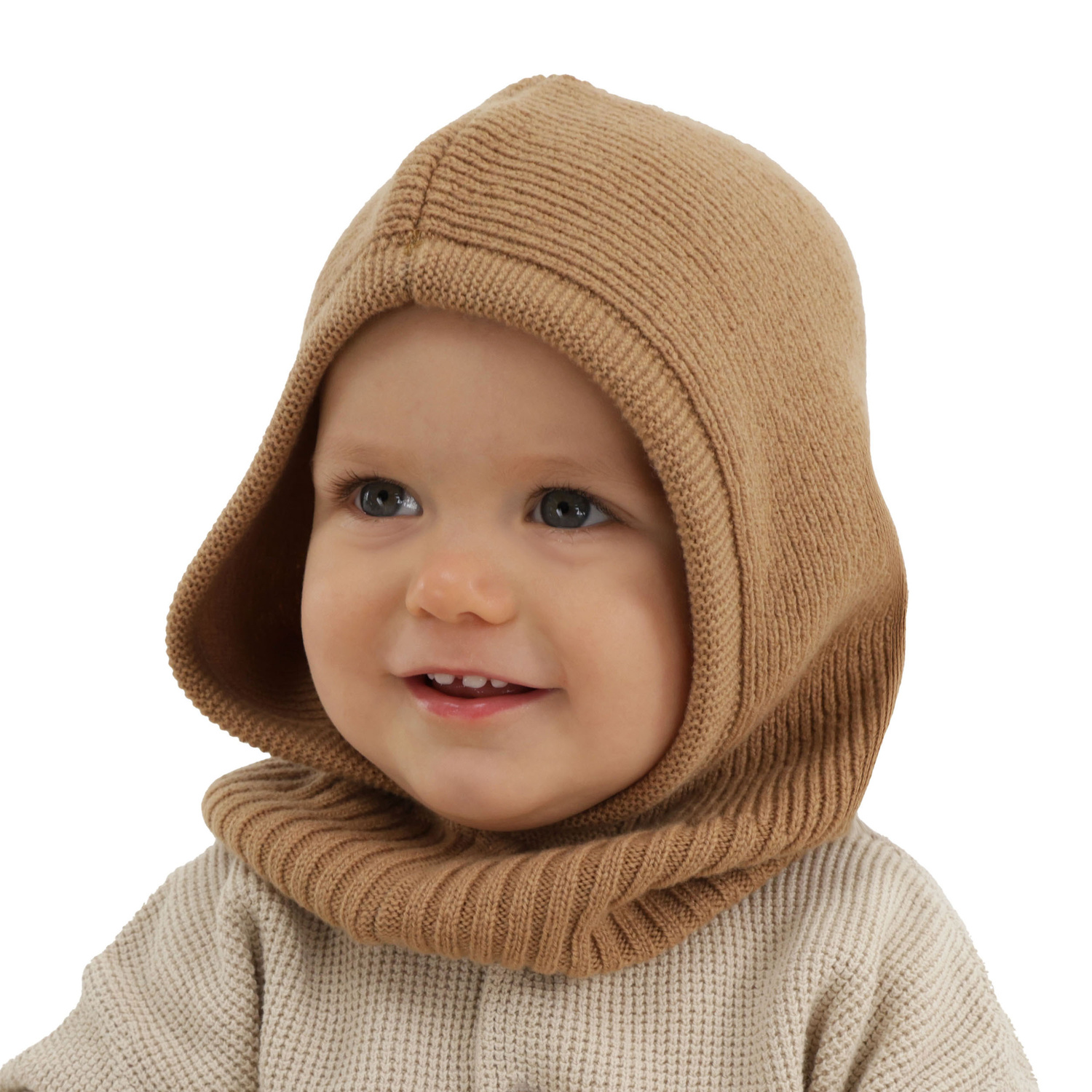 Boy's autumn, winter balaclava, dark gray, merino wool with cashmere, Zoldo