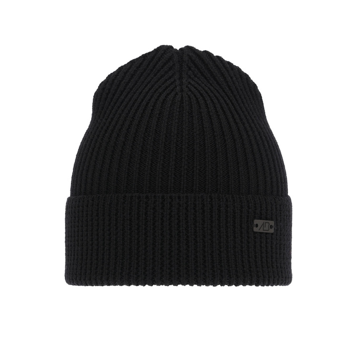 Men's winter hat black Owen 100% Extra Fine Merino Wool			