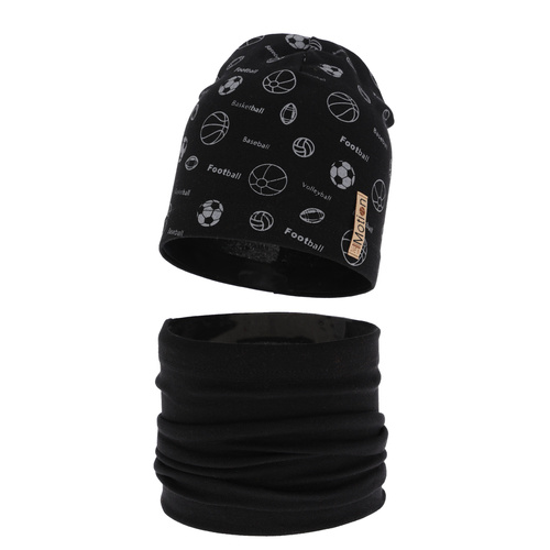 Boy's spring/ autumn set: hat and tube scarf black Paolo