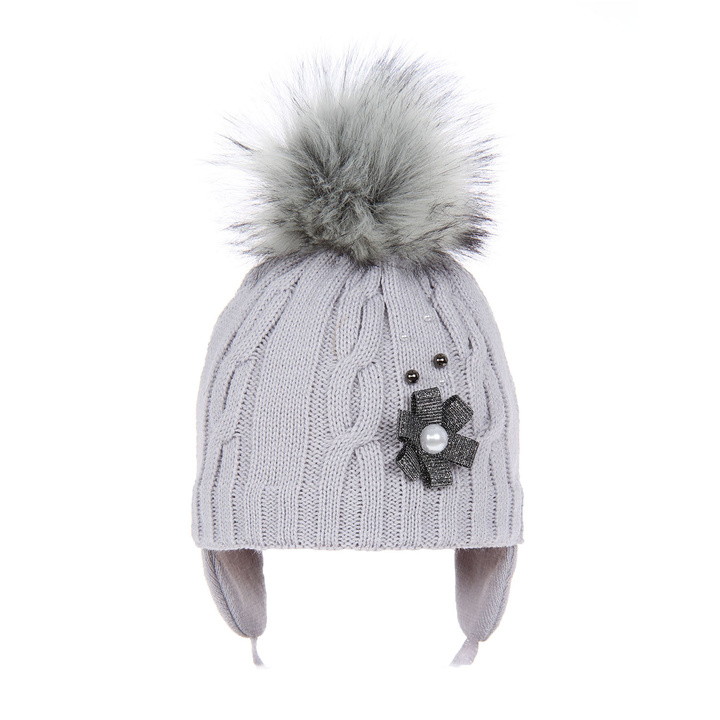 Girl's winter tied hat grey Florentyna