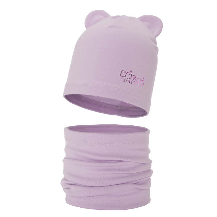 Girl's spring/ autumn cotton set: hat and tube scarf violet Cyntia