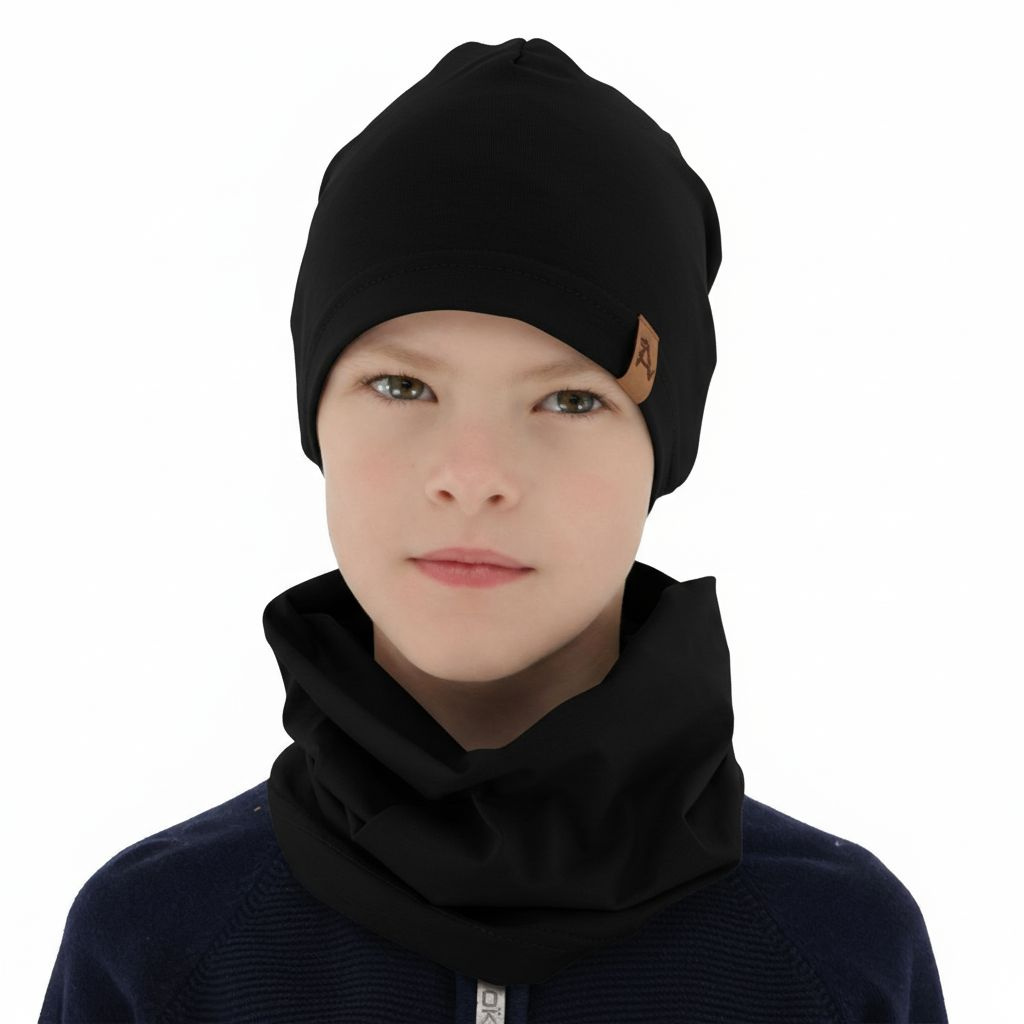 Boy's spring/ autumn set: hat and tube scarf black Griffin