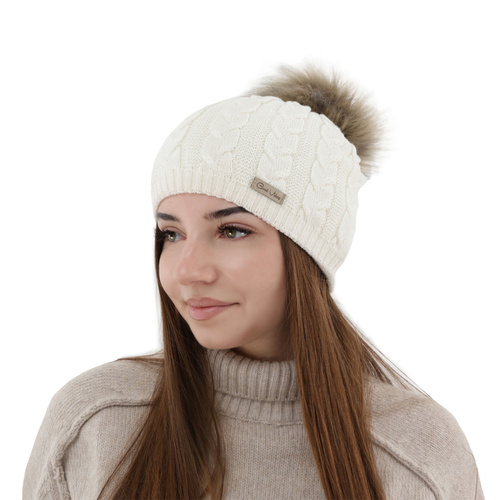 Woman's winter hat grey merino wool Bafi