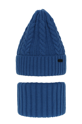 Boy's winter set: hat and tube scarf blue Colins