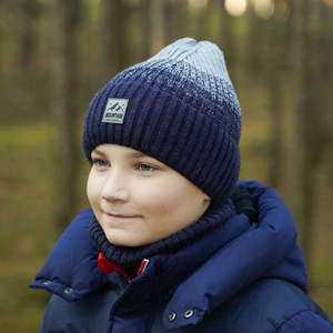 Boy's winter set: hat and tube scarf grey Ralph