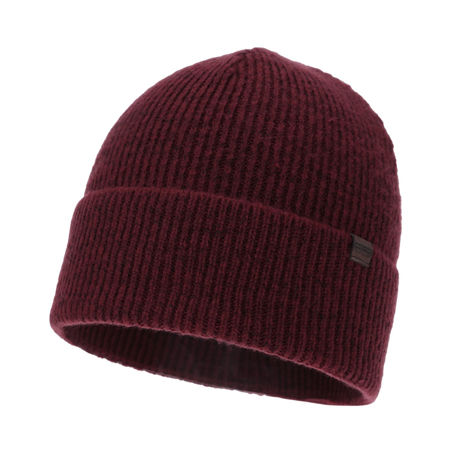 Men's winter hat, burgundy, with merino wool, Korins