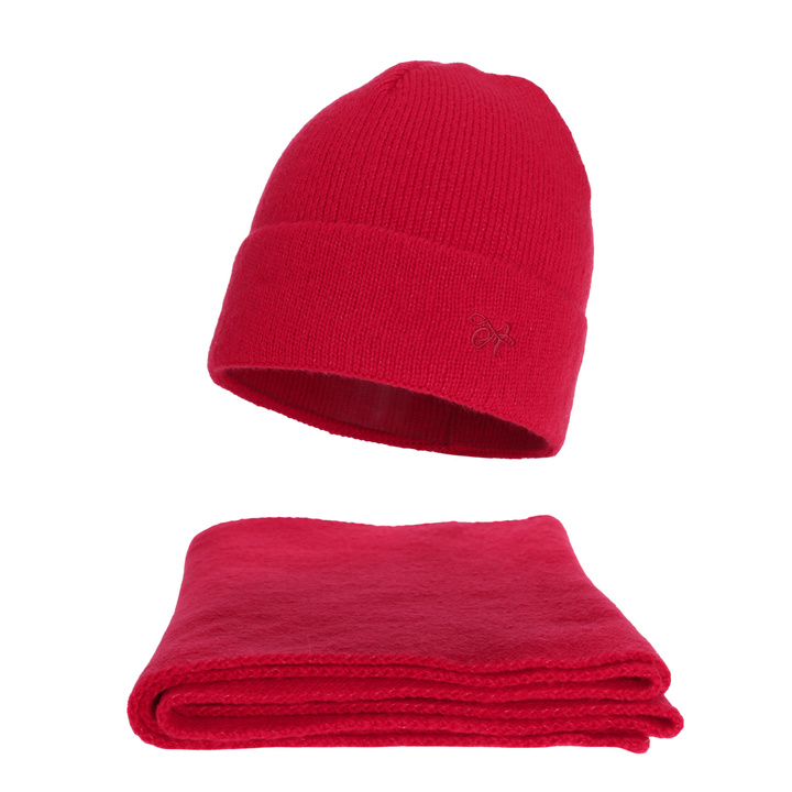 Woman's winter set: hat and scarf, red, Rava