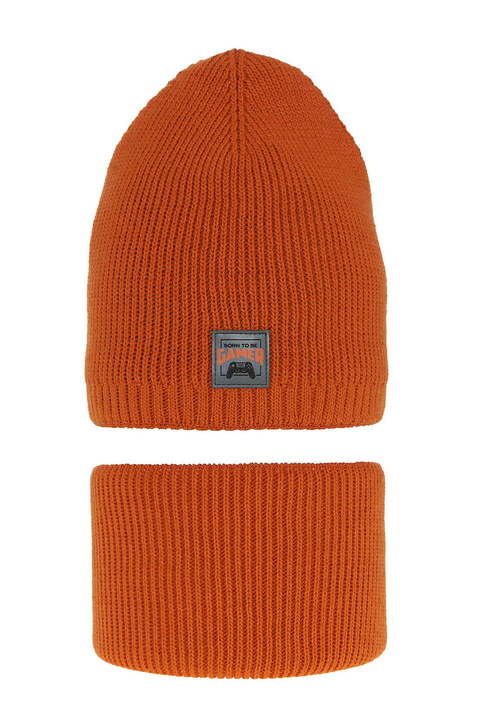 Boy's winter set: hat and tube scarf orange Gami