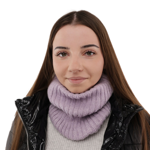 Woman's winter tube scarf violet merino wool Besta