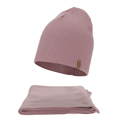 Woman's winter set: hat and scarf, pink, Fena