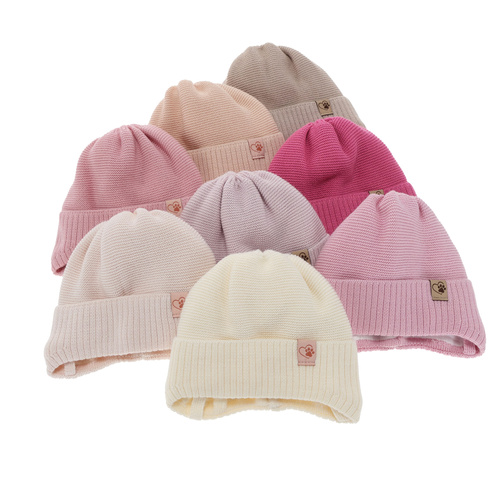 Girl's winter hat violet with merino wool Dari