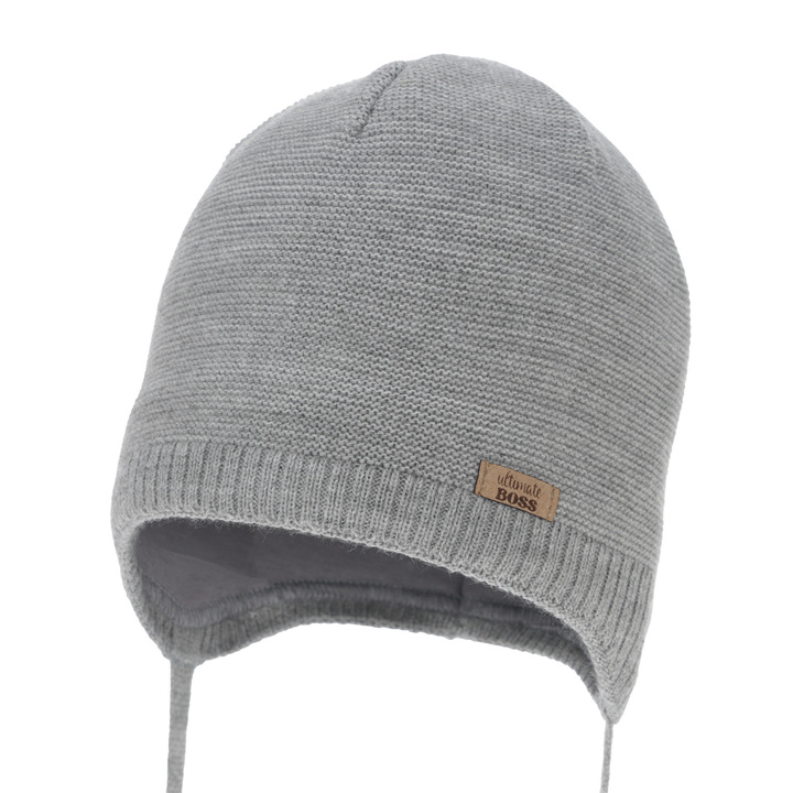 Boy's spring/ autumn hat, grey, with ears, Valdis
