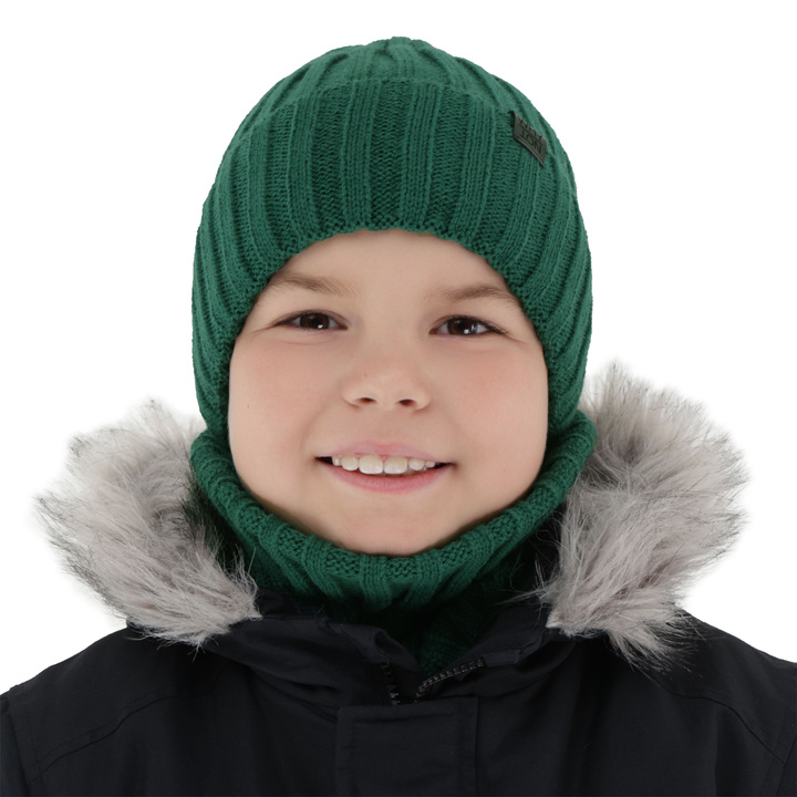 Boy's winter set: hat and tube scarf green Baster