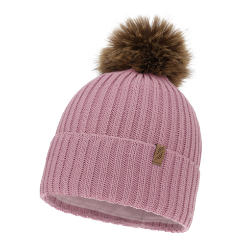 Woman's winter hat, purple, with merino wool, Zamira