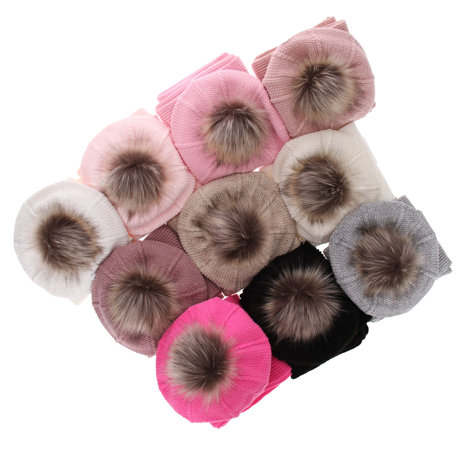 Girl's winter set: hat and scarf pink Elif with pompom