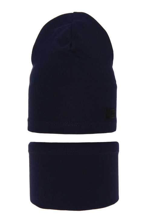 Boy's spring/ autumn set: hat and tube scarf navy blue Frizi