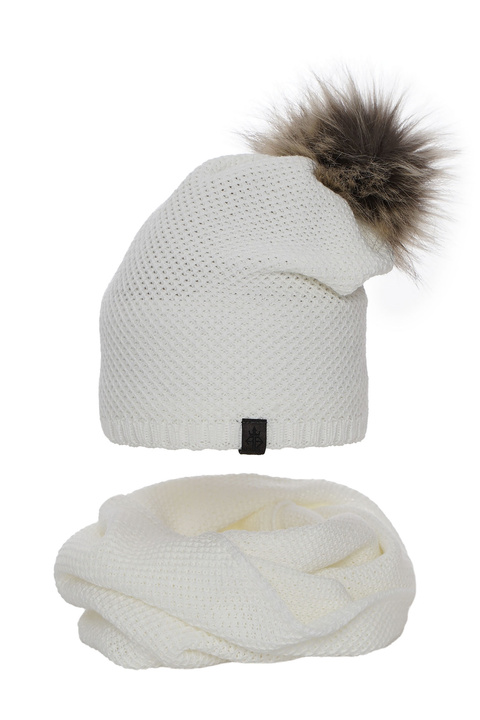 Woman's winter set: hat and tube scarf white Kaliana