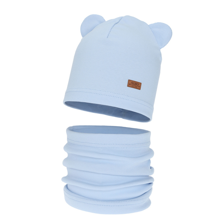 Boy's spring, autumn set: hat and tube scarf, light blue Gregory