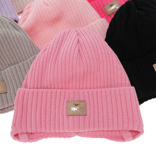 Girl's spring/ autumn hat, purple, with ears, with cotton, Tindra