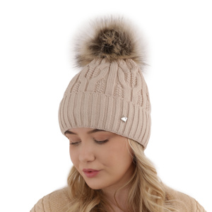 Woman's winter hat black Laona with pompom