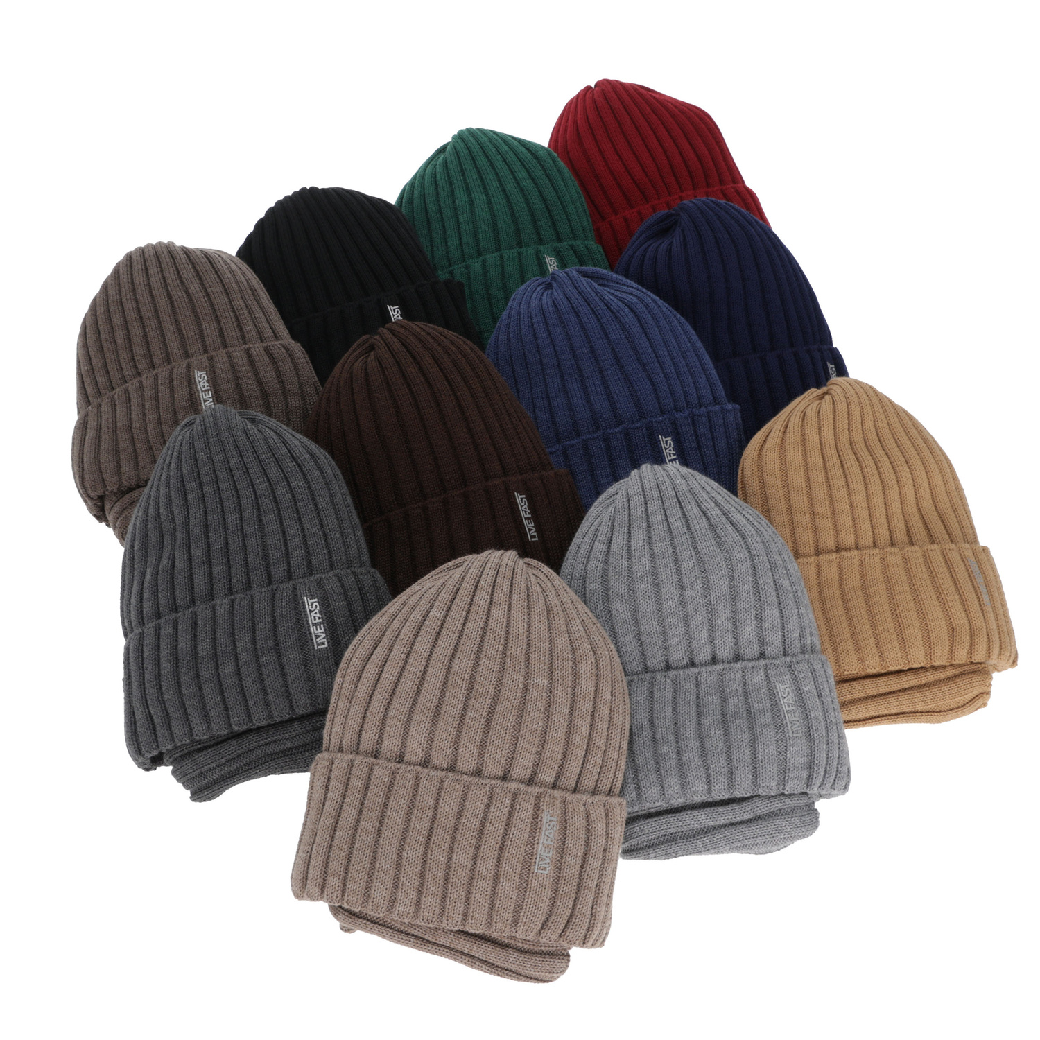 Boy's winter set: hat and tube scarf, light brown, with merino wool, fleece lining, Banasko