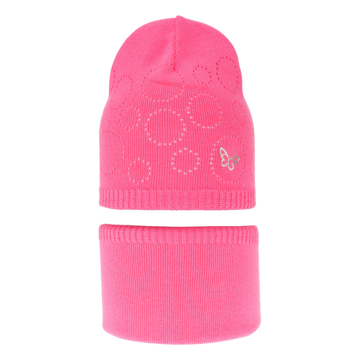 Girl's spring/ autumn set: hat and tube scarf pink Amarilla