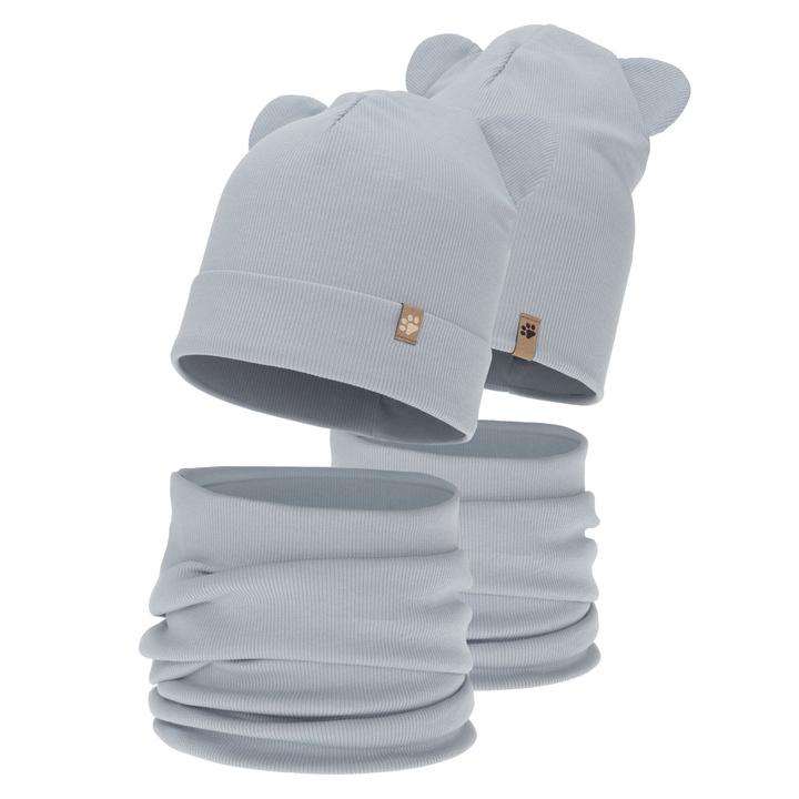 Boy's spring, autumn set: hat and tube scarf, grey, Farim