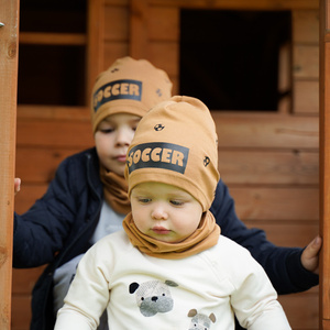 Children's autumn/ spring set: hat and tube scarf orange Soccer