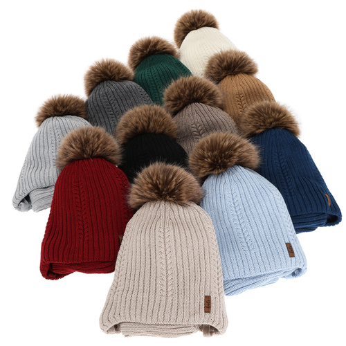 Hat and tube scarf for boy winter set, burgund, with merino wool, tied Zongo