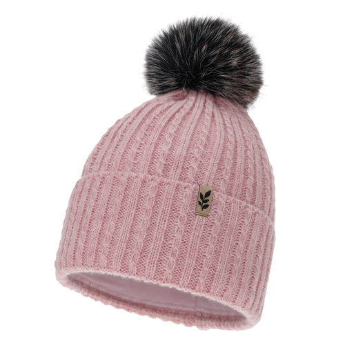 Woman's winter hat, pink, with pompom, Calista