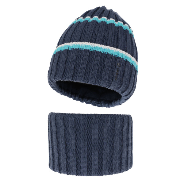 Boy's winter set: hat and tube scarf blue Bastien