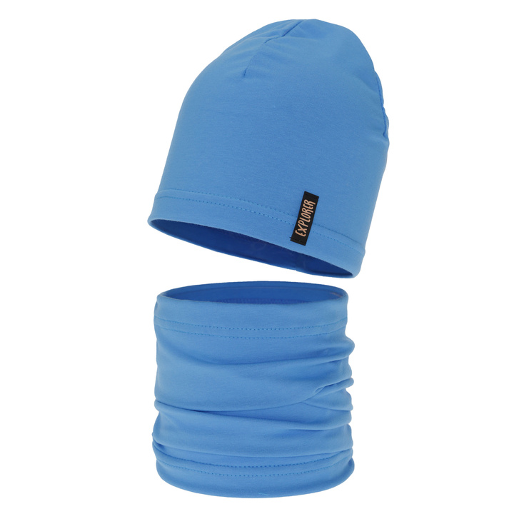 Boy's spring/ autumn set: hat and tube scarf blue Hobart