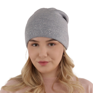 Woman's winter hat, grey merino wool Minerwa