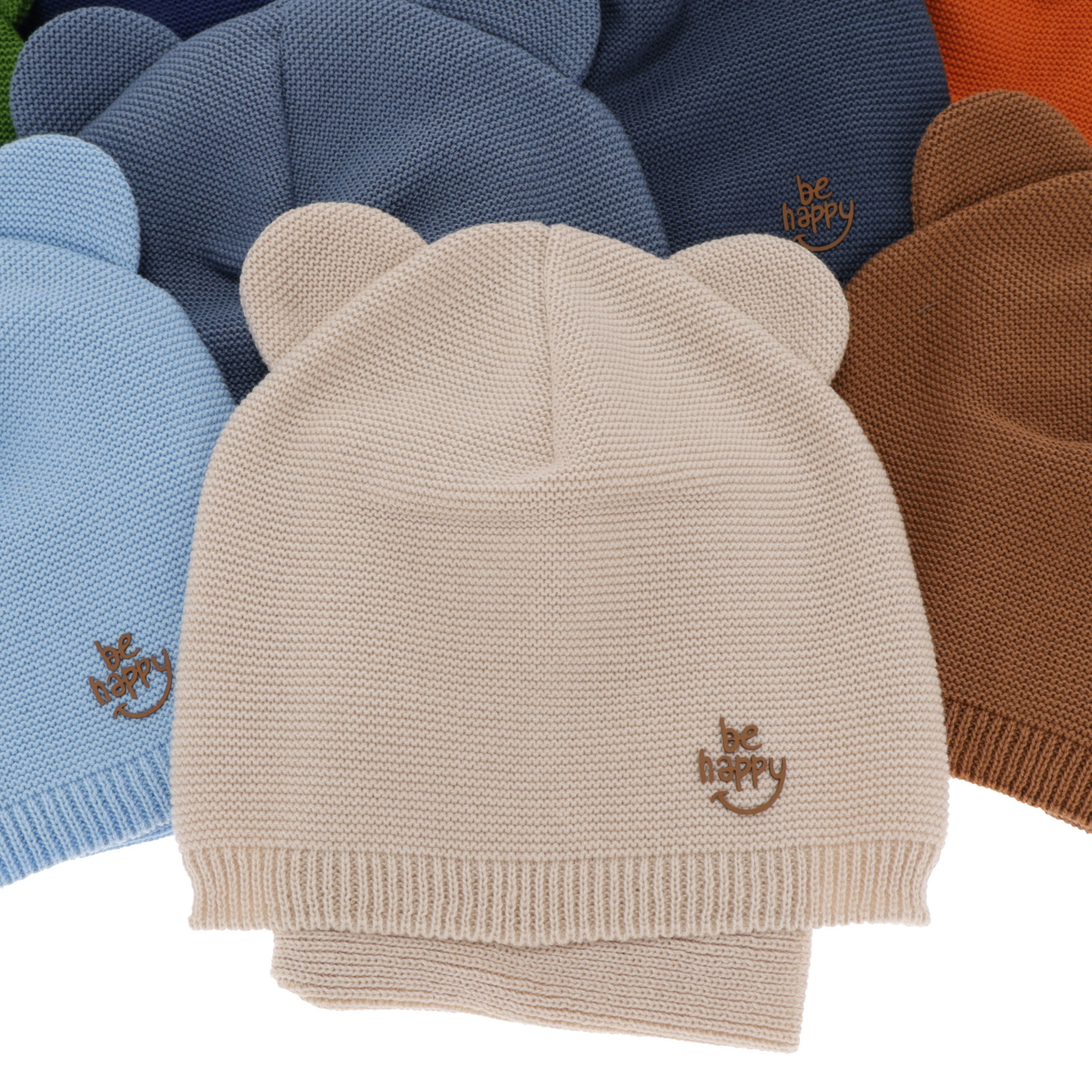 Children's autumn/ spring set: hat and tube scarf, with cotton, light blue Ludvic