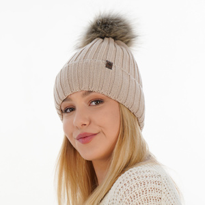 Woman's winter hat pink merino wool Texa