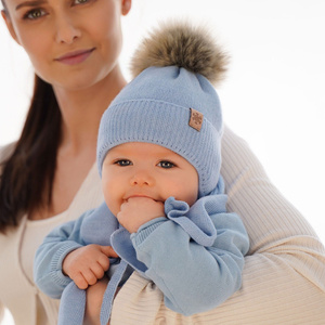 Boy's winter set: navy blue merino wool hat and scarf Rafael