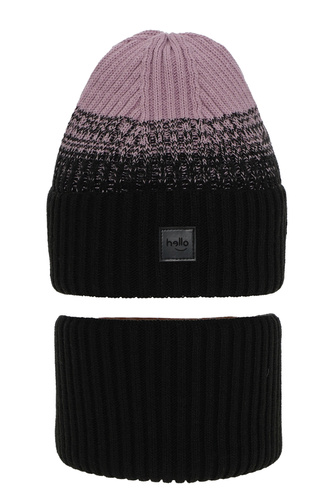 Girl's winter set: hat and tube scarf black Tasha