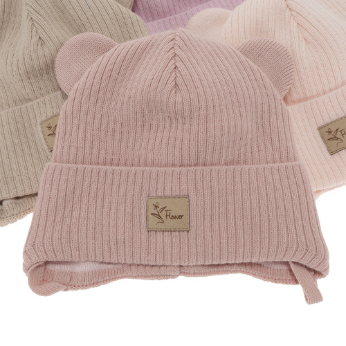 Girl's spring/ autumn hat, white, with ears, Djona