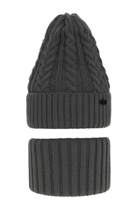 Boy's winter set: hat and tube scarf grey Colins