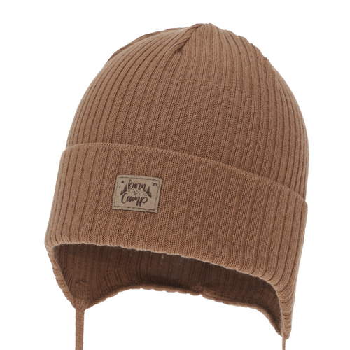Boy's spring/ autumn hat, camel, with ears, with cotton, Fenris