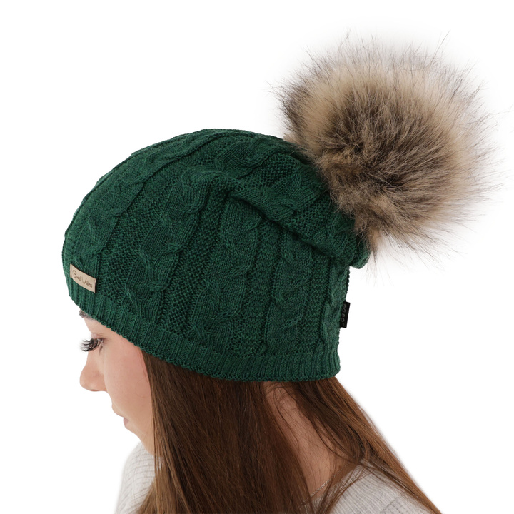 Woman's winter hat beige merino wool Bafi