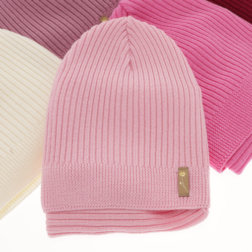 Girl spring autumn set hat and tube scarf pink 100% extra fine merino wool Chelsie