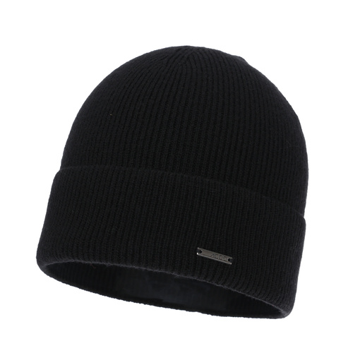 Woman's autumn winter hat, beige, with merino wool and cashmere, Sindra