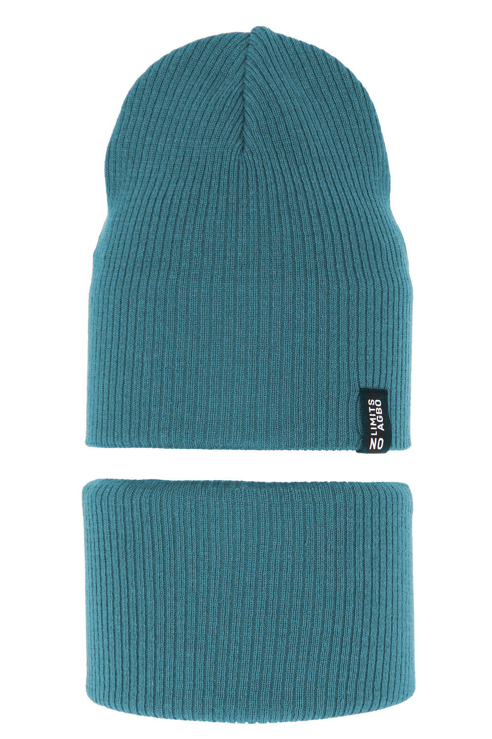 Children's autumn/ spring set: hat and tube scarf, with cotton, blue Tunis