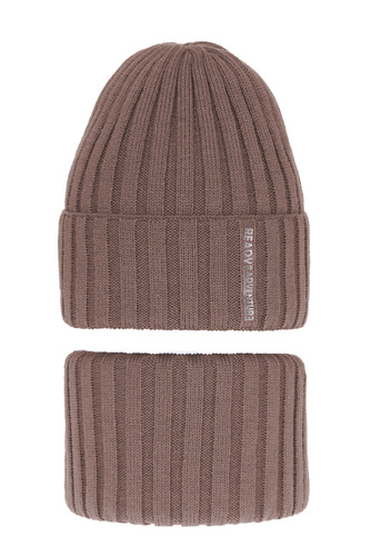 Boy's winter set: hat and tube scarf brown Livido