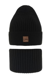 Boy's winter set: hat and tube scarf black Basilio